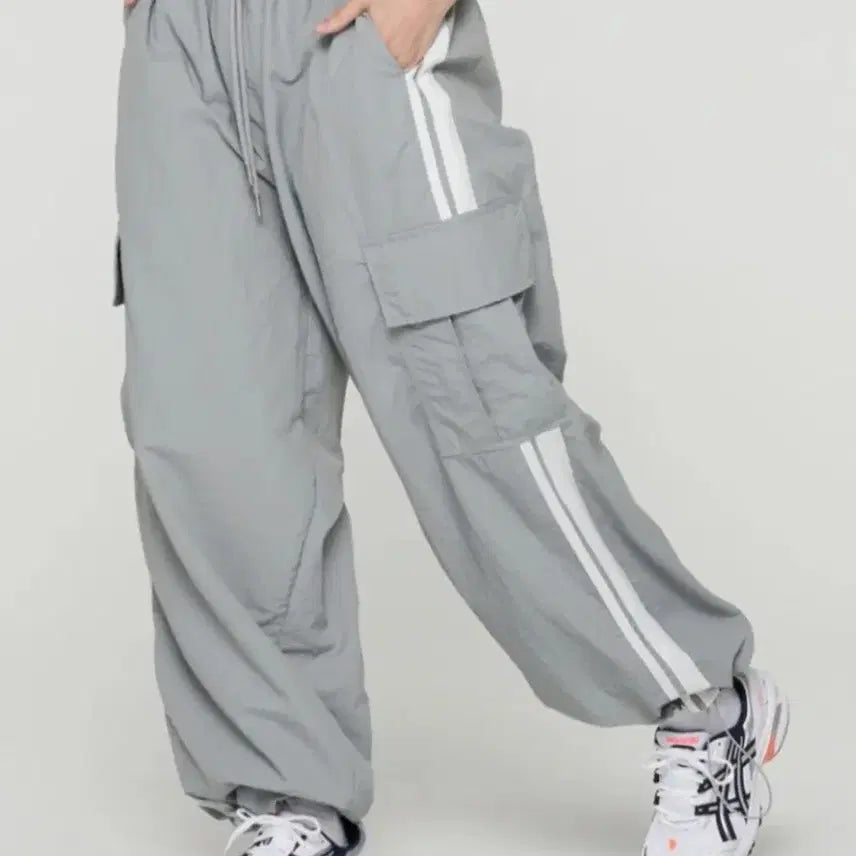 [BUNJANG] Parachute Line Cargo Pants - Light Gray (Size L) / 파라슈트 라인 카고팬츠 L