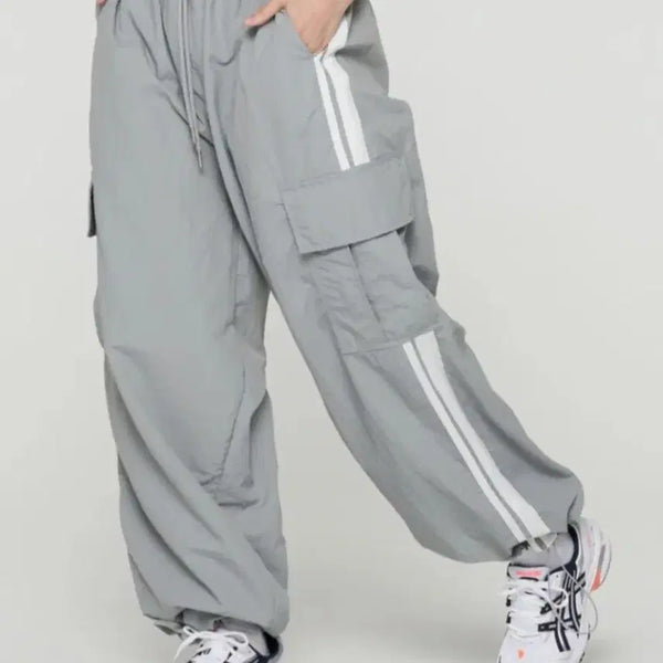 [BUNJANG] Parachute Line Cargo Pants - Light Gray (Size L) / 파라슈트 라인 카고팬츠 L