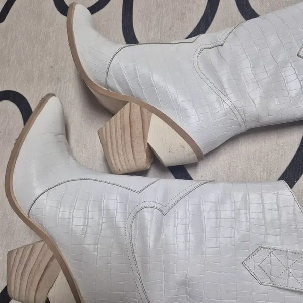 [BUNJANG] Bruhaha Crocodile Pattern High Heel Boots / 부루하하