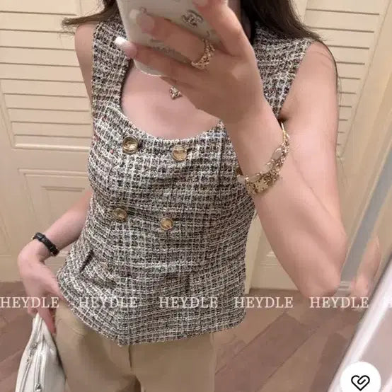 [BUNJANG] The Nuvé Cap Sleeve Tweed Jacket Parisian Vibe / 하객룩 트위드 캡소매 자켓 더누베 듀기스토어 파리지앵바이브 한소망 위시