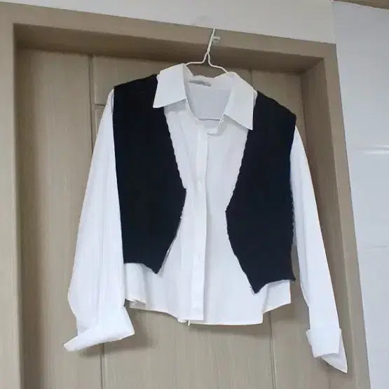 [BUNJANG] White Shirt and Vest Set / (조끼 세트) 여자 흰남방 셔츠 세트