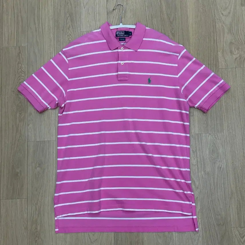[BUNJANG] Polo Ralph Lauren Pink Stripe PK Short Sleeve Polo Shirt L / 폴로 랄프로렌 핑크 스트라이프 PK 반팔 카라티 L
