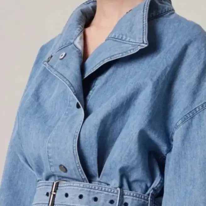 [BUNJANG] TIME Denim Belted Jacket (Size F) / 더한섬(타임) 데님 벨티드 자켓 F