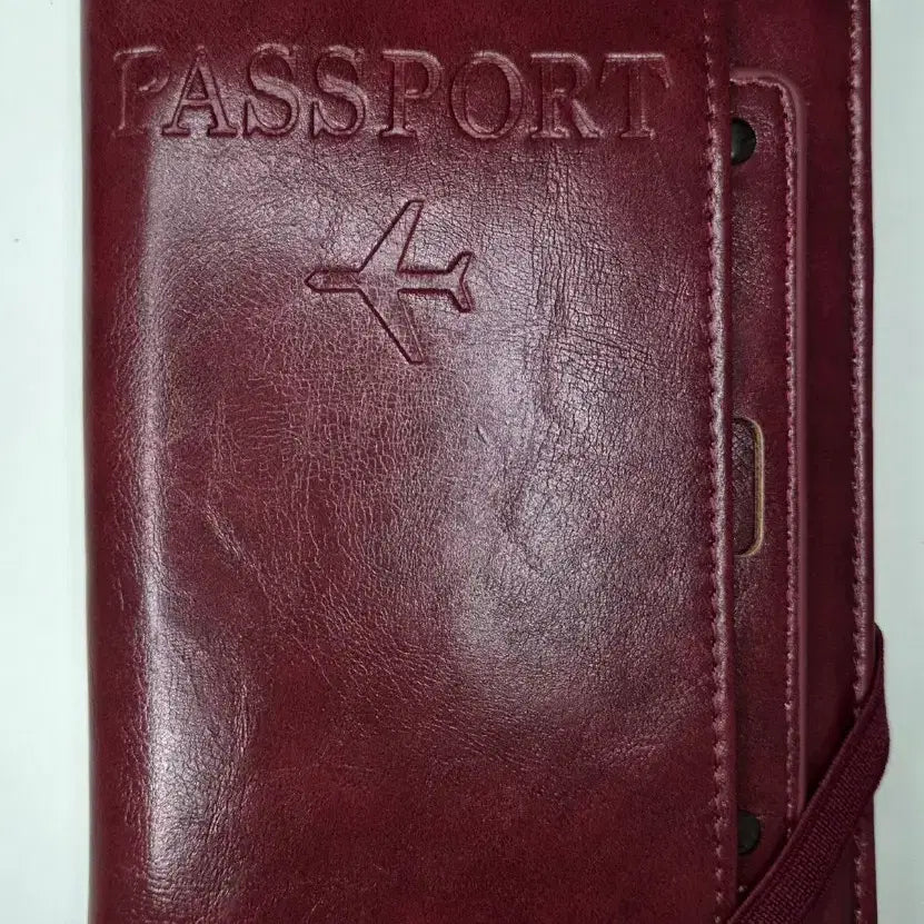 [BUNJANG] Leather Passport Holder Travel Pouch - Red / 새상품 여권 지갑 여행용 파우치 레드