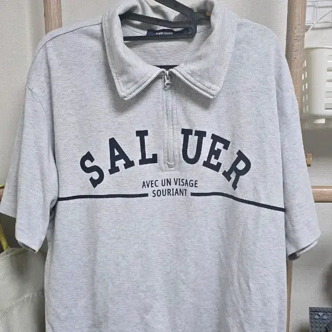[BUNJANG] Semi-Oversized Short-Sleeve Polo Shirt Melange Grey / 세미오버핏 반팔 카라티 멜란지그레이