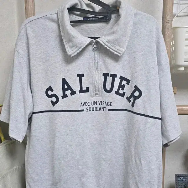 [BUNJANG] Semi-Oversized Short-Sleeve Polo Shirt Melange Grey / 세미오버핏 반팔 카라티 멜란지그레이