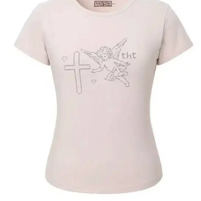 [BUNJANG] 3Times Pixel Angel T-Shirt Pink / 쓰리타임즈 픽셀 엔젤 반팔 티셔츠 핑크