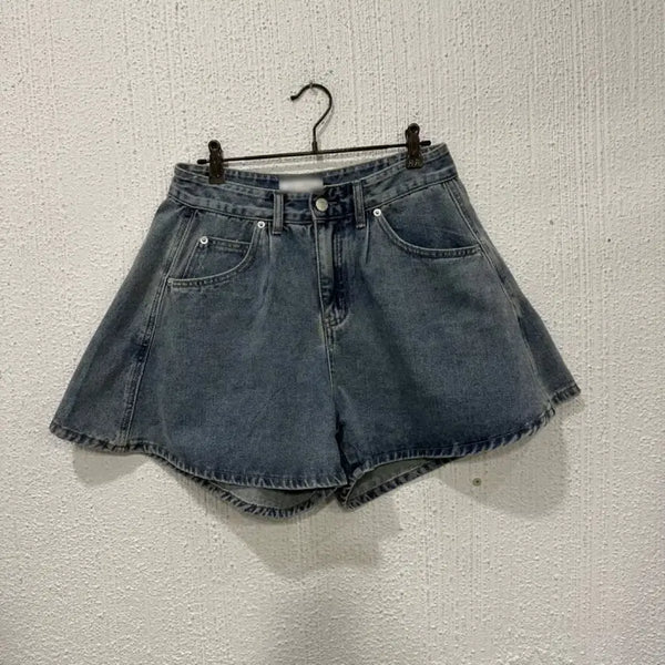 [BUNJANG] Hool A-Line Flare Denim Skirt Shorts / 훌 데님 스커트반바지 A라인 플레어 반바지
