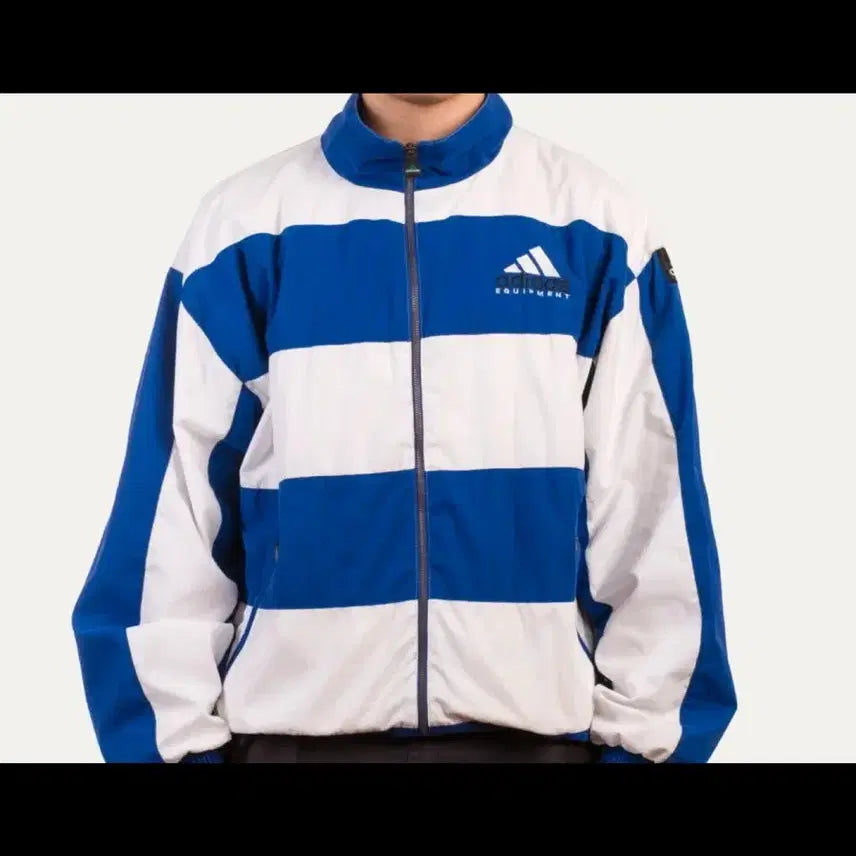 [BUNJANG] Adidas Equipment Windbreaker Stripe Blue White / 아디다스 이큅먼트 바람막이 스트라이프 블루 화이트