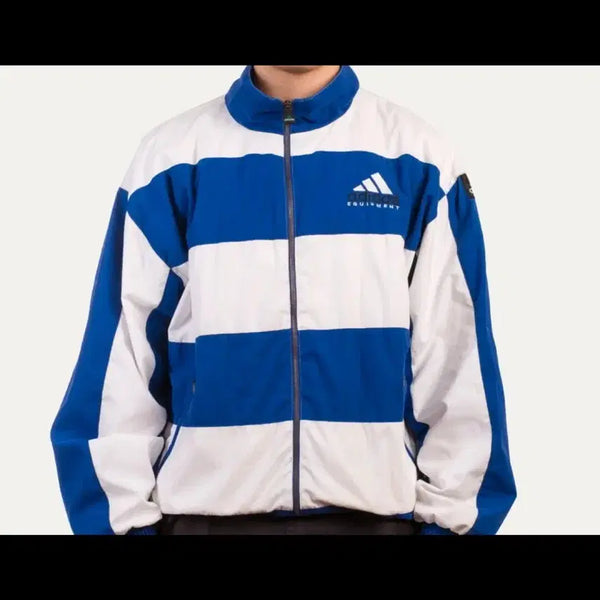 [BUNJANG] Adidas Equipment Windbreaker Stripe Blue White / 아디다스 이큅먼트 바람막이 스트라이프 블루 화이트
