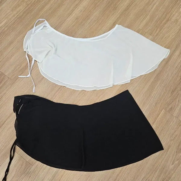 [BUNJANG] Adult Ballet Wrap Skirt Set - Black/Ivory / (새상품) 성인 발레스커트 랩스커트 2개 (블랙/아이보리)
