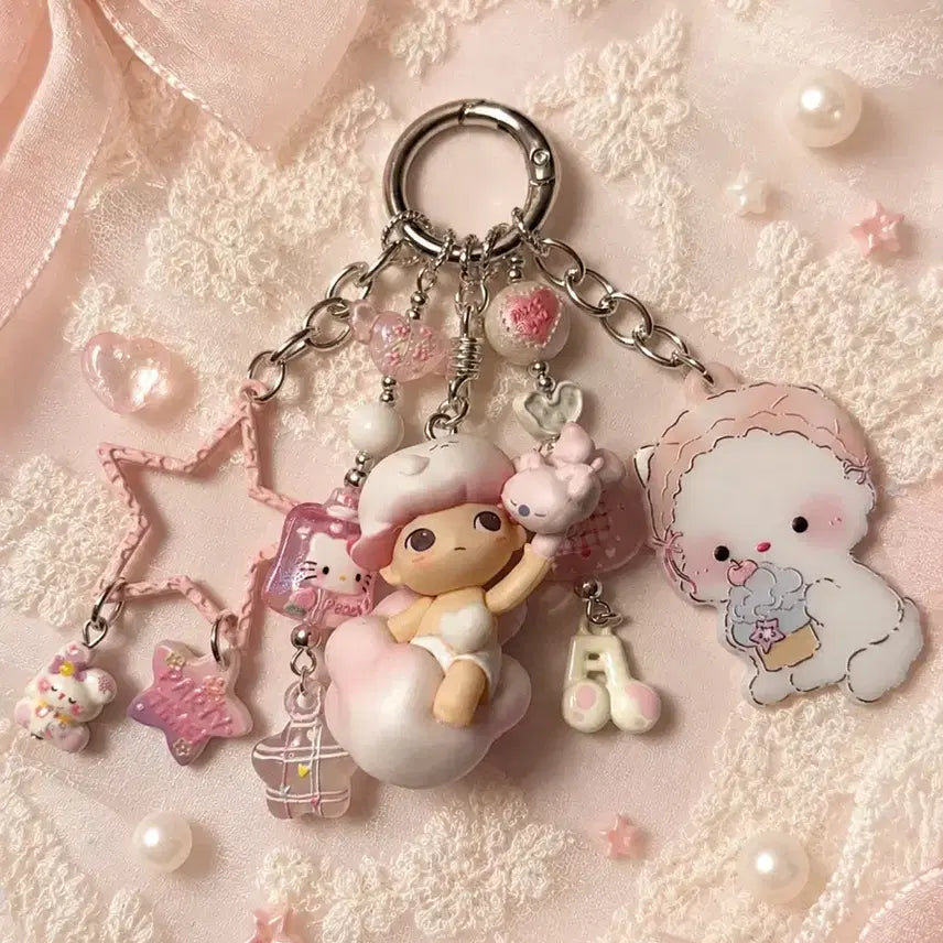 [BUNJANG] Dimoo Handmade Beaded Acrylic Keychain / 디무 피규어 핸드메이드 비즈 아크릴 키링
