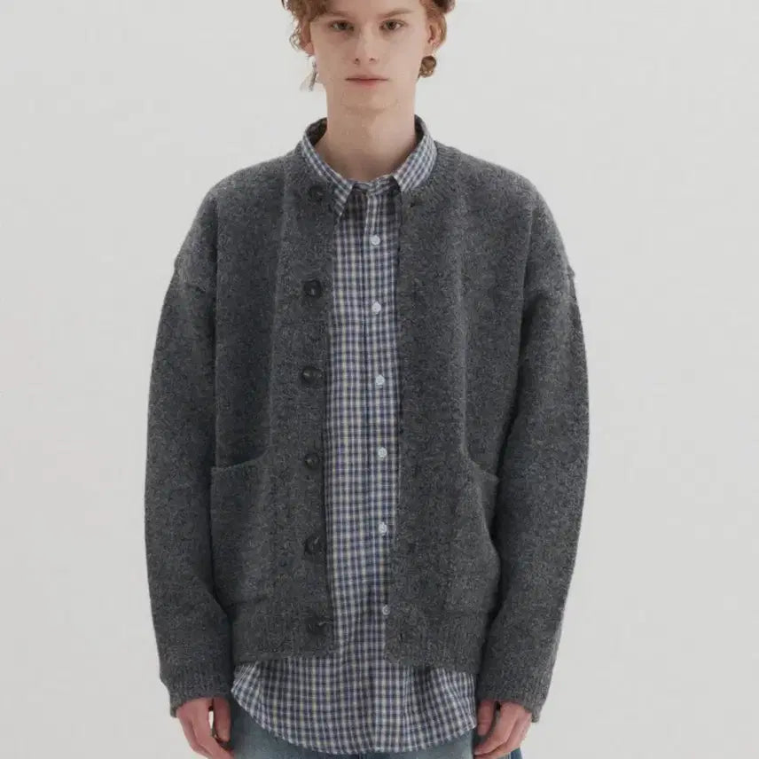 [BUNJANG] DNSR Basic Round Cardigan Charcoal M / (M) DNSR 베이직 라운드 가디건 차콜