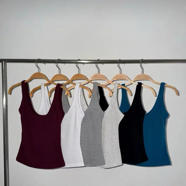 [BUNJANG] Basic Sleeveless Tank Top (Wine/White/Black/Teal) / 새상품- 기본 민소매 나시탑 (와인/화이트/블랙/청록)
