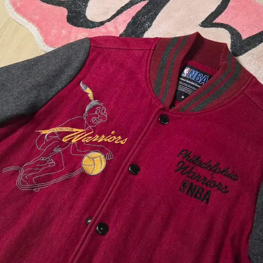 [BUNJANG] Philadelphia Warriors Varsity Jacket (Burgundy) / 필라델피아 워리어스 바시티 자켓 (버건디)