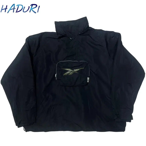 [BUNJANG] Reebok 90s Big Logo Black Half-Zip Sweatshirt / 리복 90s 빅로고 블랙반집업 95