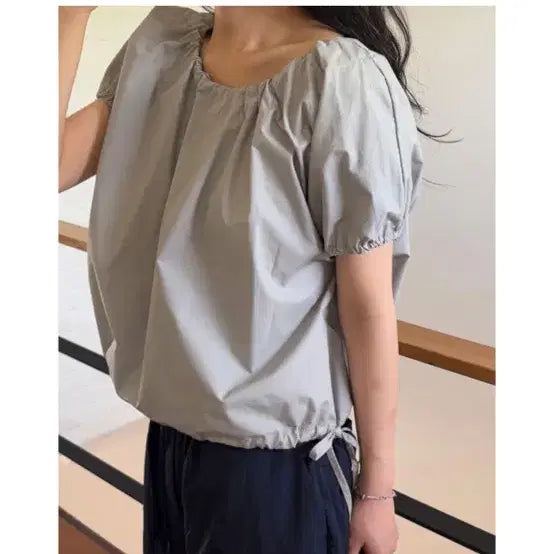 [BUNJANG] Attutude Tork String Blouse (Gray) / 새상품) 어튜트 토크 스트링 블라우스 (그레이)