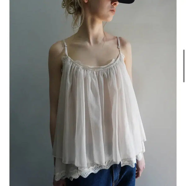 [BUNJANG] SUNBURN PROJECT ANGLED Lace Sleeveless Blouse M / 새상품 썬번프로젝트 ANGLED 레이스 슬리브리스 블라우스 m