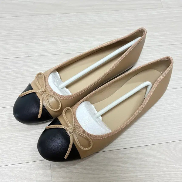 [BUNJANG] Shasha Two-tone Ribbon Flats Black Skin 36 / 샤샤 투톤 리본 플랫슈즈 블랙 스킨 컬러 36사이즈 230
