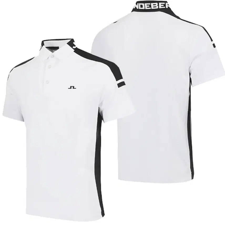 [BUNJANG] J.LINDEBERG White Black Line Polo T-shirt (Size M) / J.LINDEBERG m사이즈
