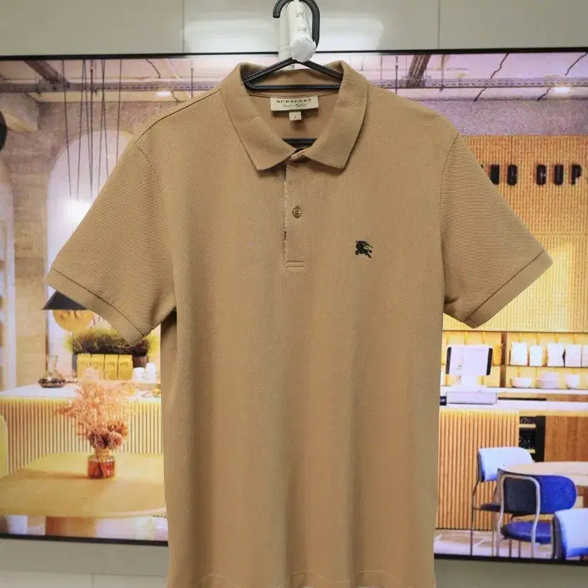 [BUNJANG] Burberry Check Point Camel PK Short Sleeve T-Shirt M / 버버리 체크 포인트 카멜 PK 반팔 M