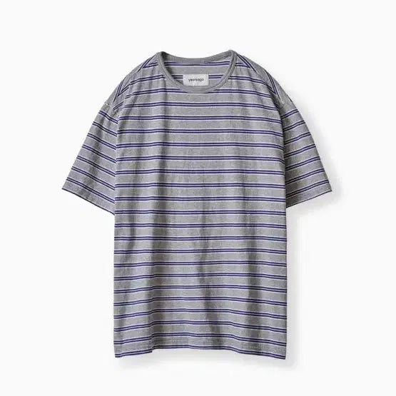 [BUNJANG] Earglesago Kubeika Stripe Short Sleeve T-Shirt Blue Grey / M) 이얼즈어고 쿠베이카 스트라이프 반팔 티셔츠 블루 그레이