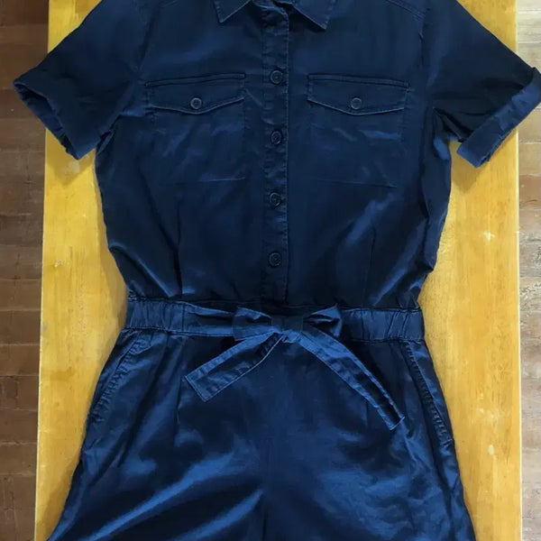 [BUNJANG] United Colors of Benetton Navy Short Sleeve Jumpsuit / 베네통 네이비 반팔 점프수트