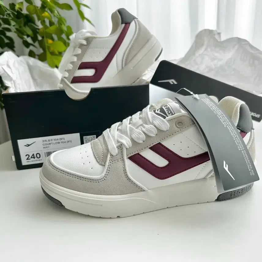 [BUNJANG] Pro-Specs Court Low 104 Burgundy Sneakers (240mm) / 프로스펙스 코트 로우 104 버건디 240mm