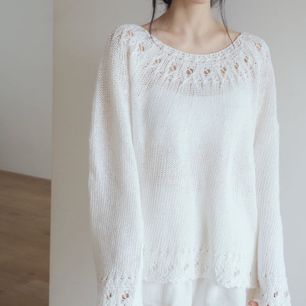 [BUNJANG] Obeyner Lune Eyelet Knit Ivory / 오브네어 새제품 Lune Eyelet Knit Ivory
