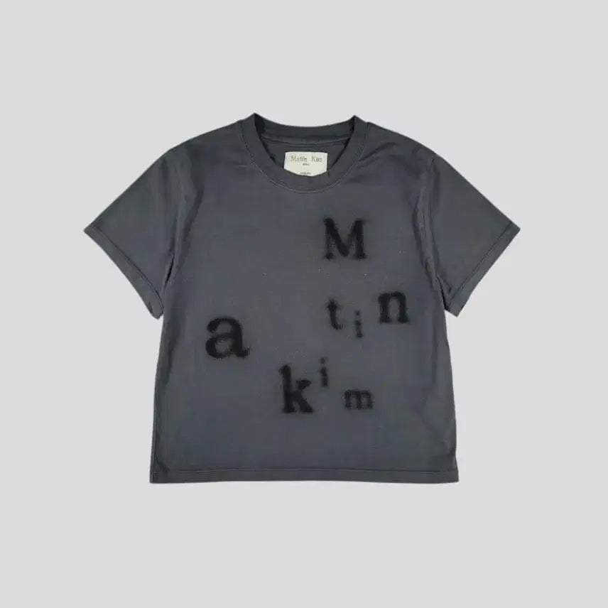 [BUNJANG] MATIN KIM Washed Grey Black Color Block Blouson Spellout Logo Jacket / MATIN KIM 마뗑킴 워시드 그레이 블랙 배색 블러 스펠아웃 로고 크