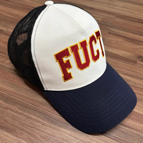 [BUNJANG] FUCT Logo Mesh Trucker Cap Navy White / 퍽트 fuct 로고 네이비 화이트 매쉬 트러커 트럭커캡 캡 모자