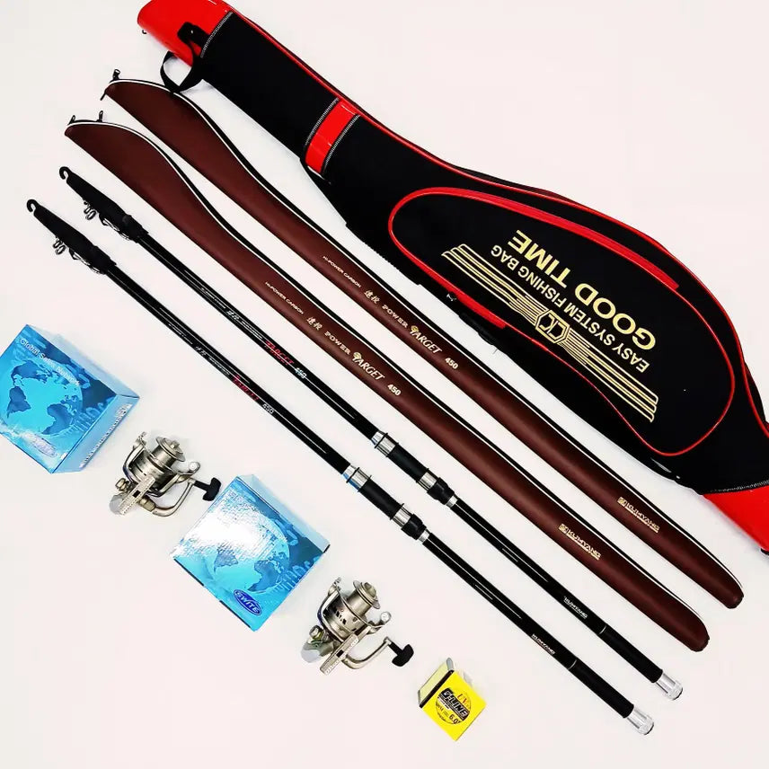 [BUNJANG] Kinyong Carbon Casting Rod Set with 6000 Size Reels and Fishing Bag / 카본원투대450 2대/ 6000번릴 2대와 릴줄 / 중대형낚시대가방