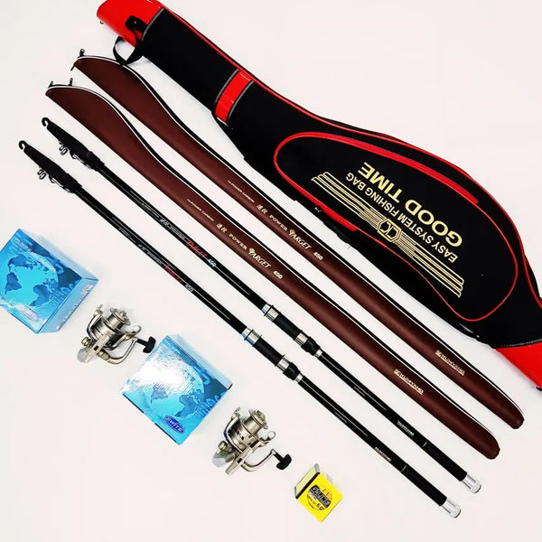 [BUNJANG] Kinyong Carbon Casting Rod Set with 6000 Size Reels and Fishing Bag / 카본원투대450 2대/ 6000번릴 2대와 릴줄 / 중대형낚시대가방