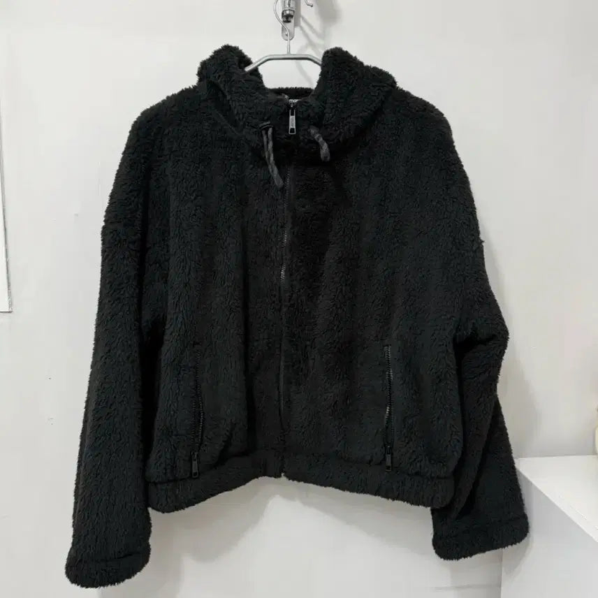[BUNJANG] Calvin Klein Fleece Hoodie Zip-Up Black / 캘빈클라인 후리스 후드집업