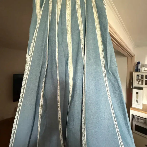 [BUNJANG] Denim Lace Flare Skirt / 청 레이스 플레어 스커트 새상품