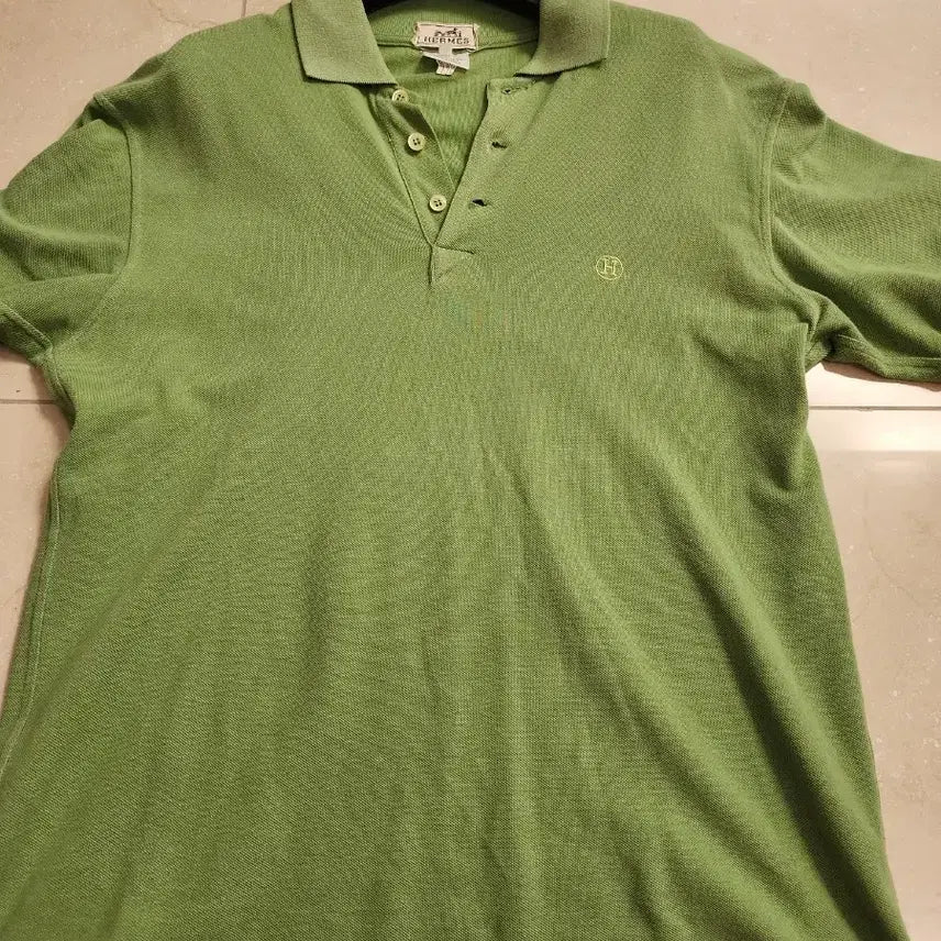 [BUNJANG] Hermès Polo T-Shirt Olive Green / 에르메스 폴로 반팔 카라티 올리브그린