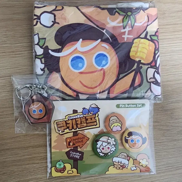 [BUNJANG] Cookie Run: Kingdom Cookie Camp Pin Button Set, Fabric Poster, and Soulstone Bundle / 쿠키런 킹덤 쿠키 캠프 핀 버튼, 패브릭 포스터, 영혼석 일괄