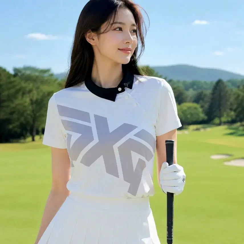 [BUNJANG] PXG Golf Women's Performance Big Logo Short Sleeve Polo T-Shirt / [정품]PXG골프 여성 퍼포먼스 빅 로고 숏 슬리브 카라 반팔 티셔츠 L