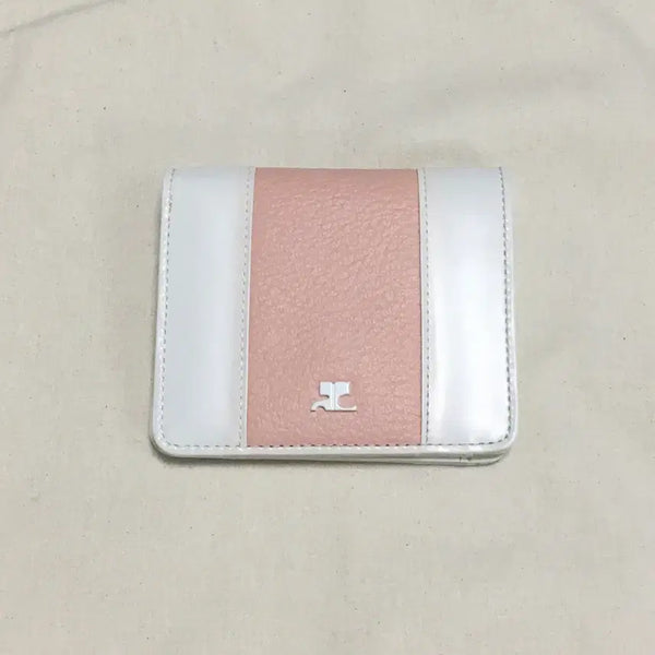 [BUNJANG] Courreges Pink Leather Logo Bifold Wallet / (희귀,새상품)꾸레쥬 핑크 레더 로고 반지갑