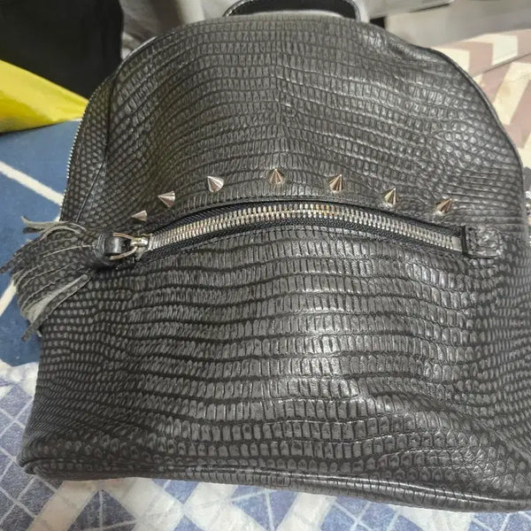 [BUNJANG] EUDON CHOLEZ Women's Leather Backpack with Crocodile Pattern and Studs / EUDON CHOLEZ 여성용 가죽 백팩