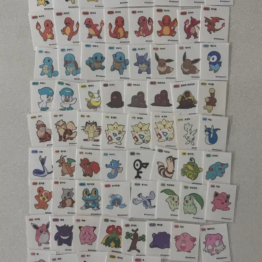 [BUNJANG] Pokemon Stickers 69-Piece Bundle (Includes Pikachu, Jirachi & Mew) / 포켓몬 띠부씰 69장 일괄 (피카츄~..지라치&뮤 포함)