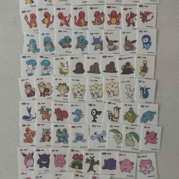 [BUNJANG] Pokemon Stickers 69-Piece Bundle (Includes Pikachu, Jirachi & Mew) / 포켓몬 띠부씰 69장 일괄 (피카츄~..지라치&뮤 포함)