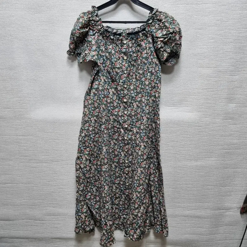 [BUNJANG] Floral Puff Sleeve Long Dress / z145 롱 원피스