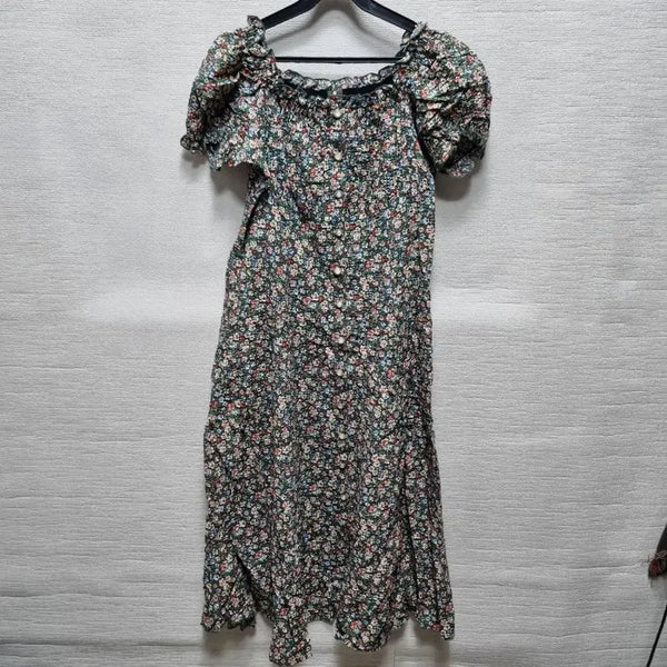 [BUNJANG] Floral Puff Sleeve Long Dress / z145 롱 원피스