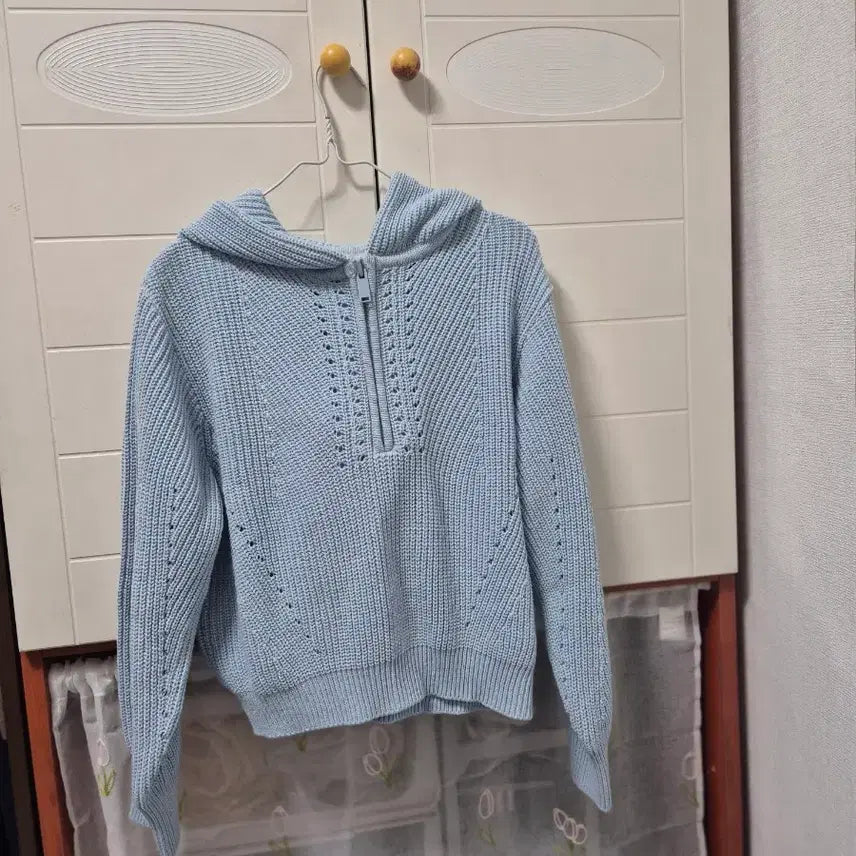 [BUNJANG] L'OBJET Blue Hood Knit F / 루에브르 블루 후드 니트 F