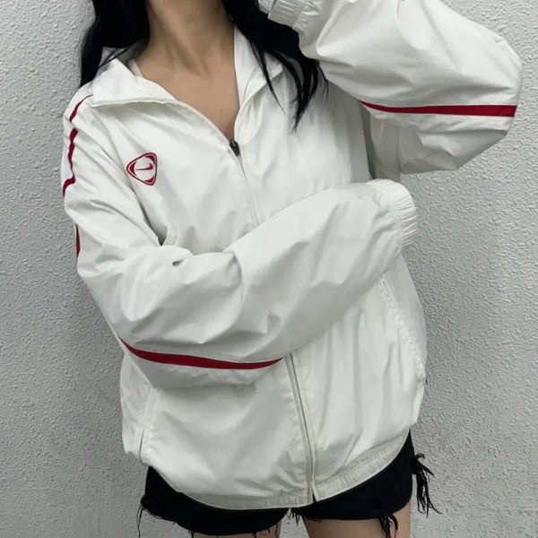 [BUNJANG] Nike Old School Red & White Windbreaker XL / 나이키 올드스쿨 레드배색 화이트 바람막이 XL