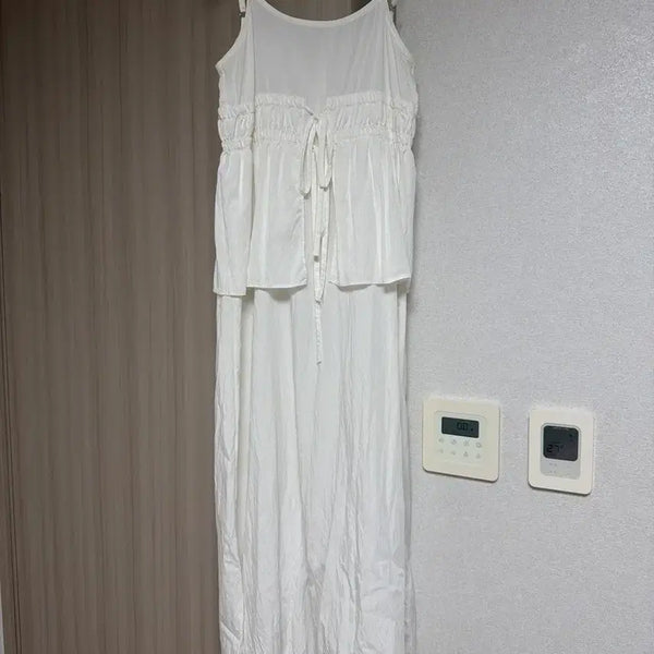 [BUNJANG] Ribbon String White Summer Sleeveless Dress / 리본 스트링 화이트 여름 나시 원피스