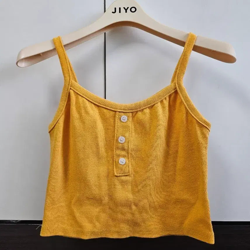 [BUNJANG] Yellow Ribbed Knit Sleeveless Top / 옐로우 골지 니트 나시