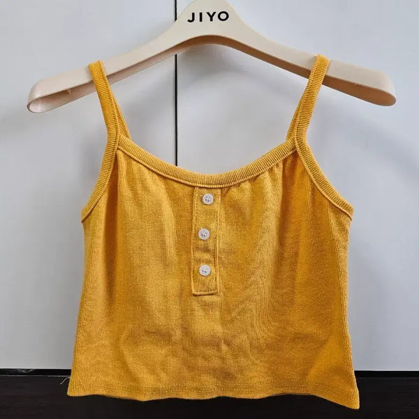 [BUNJANG] Yellow Ribbed Knit Sleeveless Top / 옐로우 골지 니트 나시