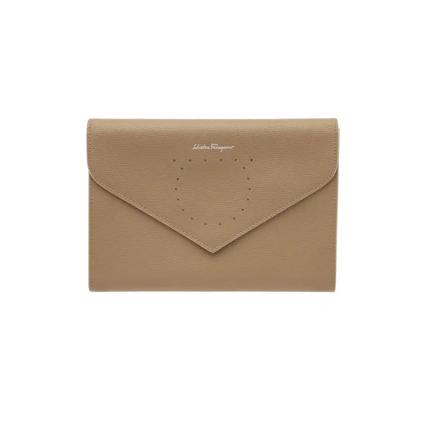 [BUNJANG] Salvatore Ferragamo Leather Folder Clutch Bag Beige / 페라가모 폴더 클러치